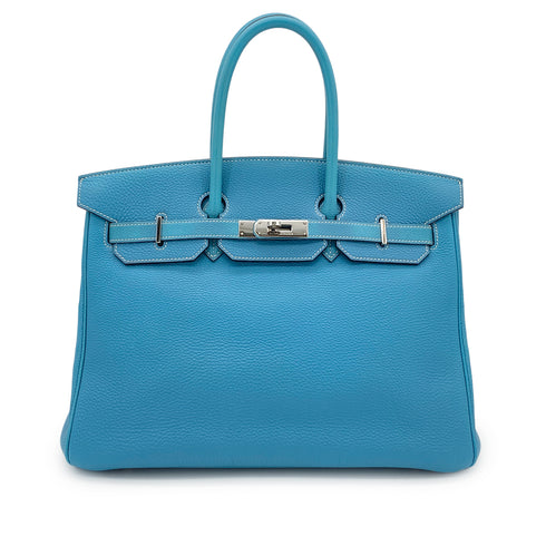 HERMES BIRKIN 35 BLUE JEAN TOGO HAND BAG □H SHW 90286184 - PURPOSE