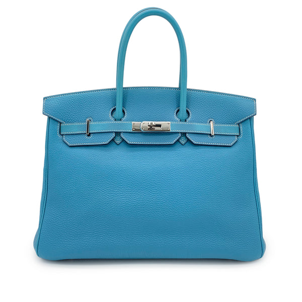 HERMES BIRKIN 35 BLUE JEAN TOGO HAND BAG □H SHW 90286184 - PURPOSE