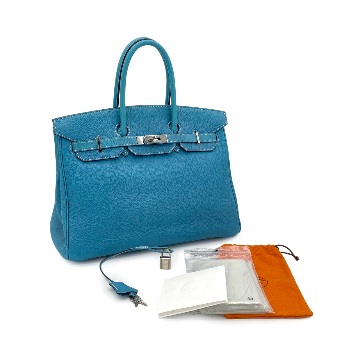 HERMES BIRKIN 35 BLUE JEAN TOGO HAND BAG □H SHW 90286184