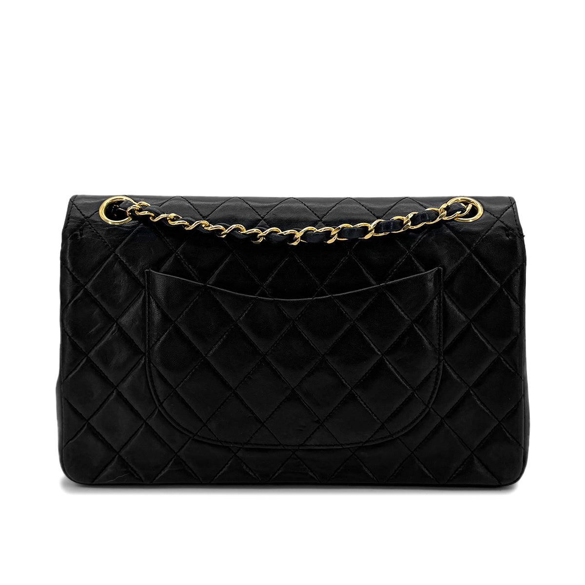 CHANEL VINTAGE MATELASSE CHAIN SHOULDER BAG BLACK LAMB SKIN 90286191