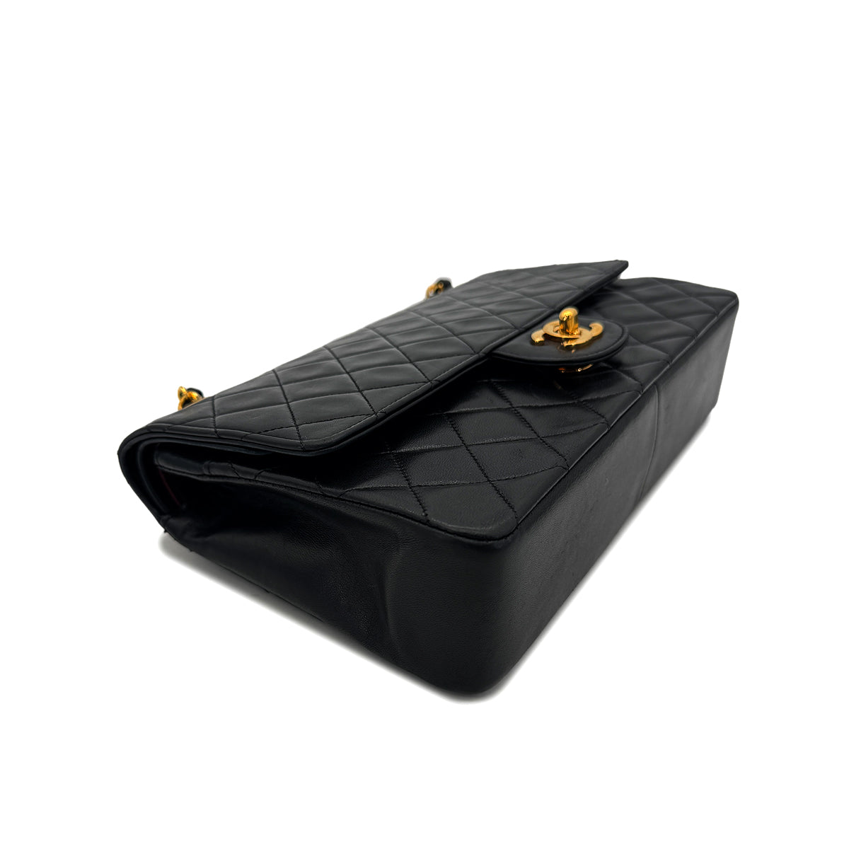 CHANEL VINTAGE MATELASSE CHAIN SHOULDER BAG BLACK LAMB SKIN 90286191