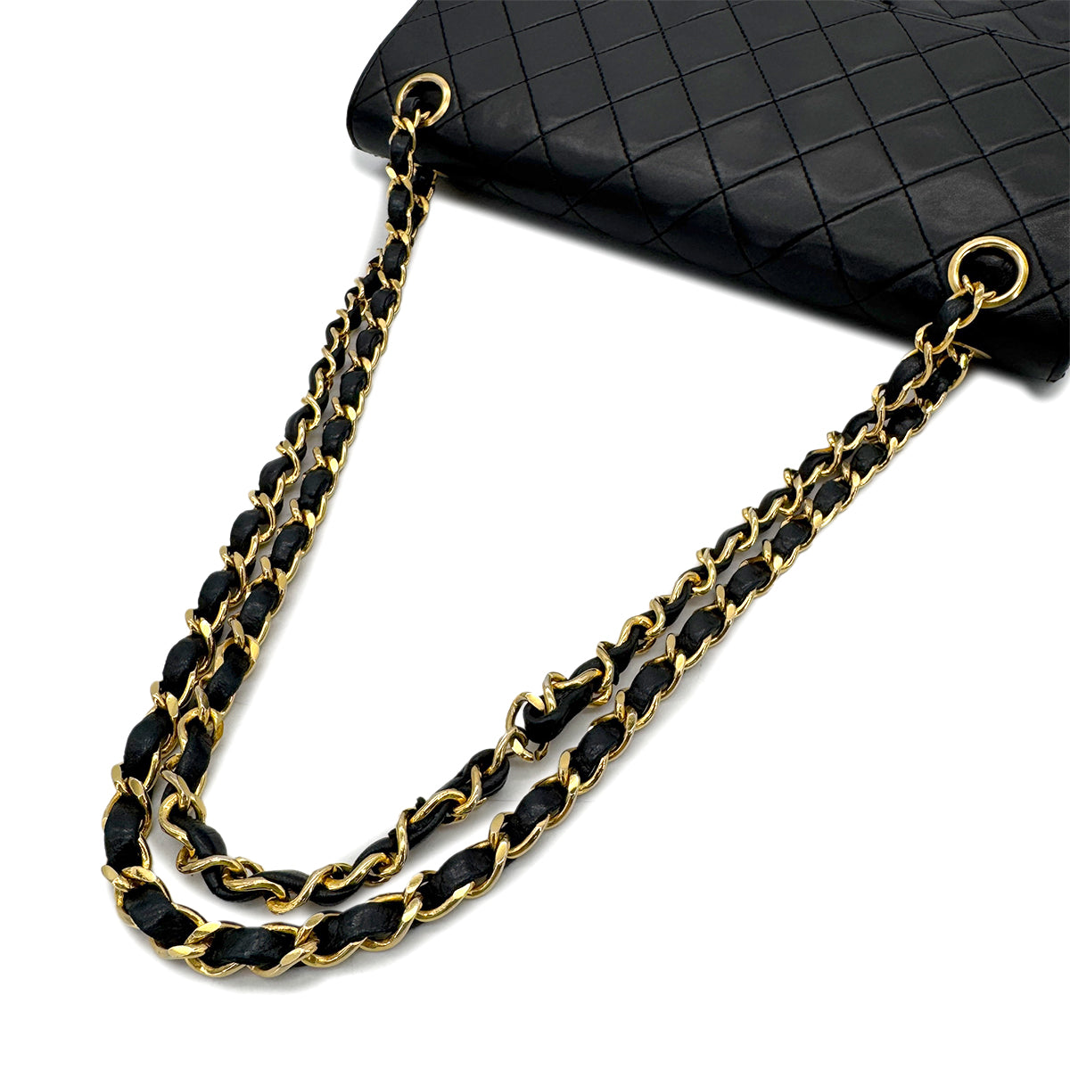 CHANEL VINTAGE MATELASSE CHAIN SHOULDER BAG BLACK LAMB SKIN 90286191