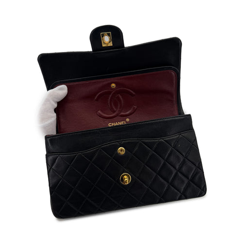 CHANEL VINTAGE CLASSIC FLAP MEDIUM CHAIN SHOULDER BAG BLACK LAMB SKIN 90286192 - PURPOSE