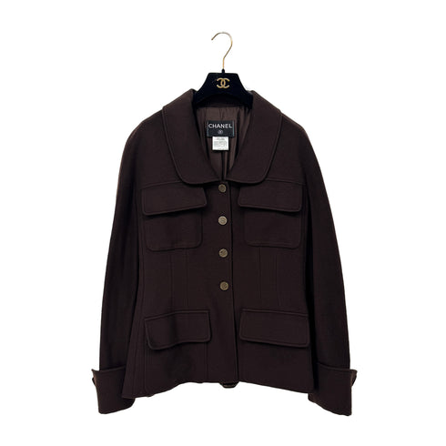 CHANEL VINTAGE COCO BUTTON JACKET BROWN CASHMERE 44 98A RTW 90286194 - PURPOSE