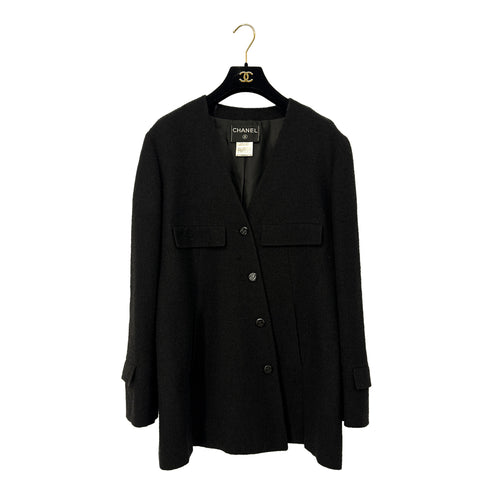CHANEL VINTAGE COCO BUTTON JACKET BLACK WOOL 44 98A RTW 90286195 - PURPOSE