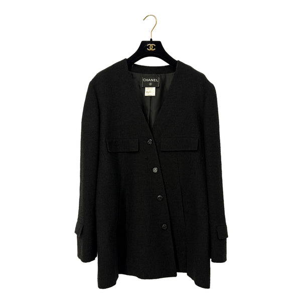 CHANEL VINTAGE COCO BUTTON JACKET BLACK WOOL 44 98A RTW 90286195