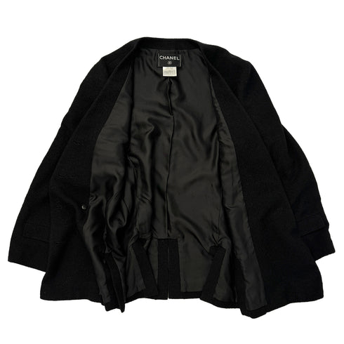 CHANEL VINTAGE COCO BUTTON JACKET BLACK WOOL 44 98A RTW 90286195 - PURPOSE