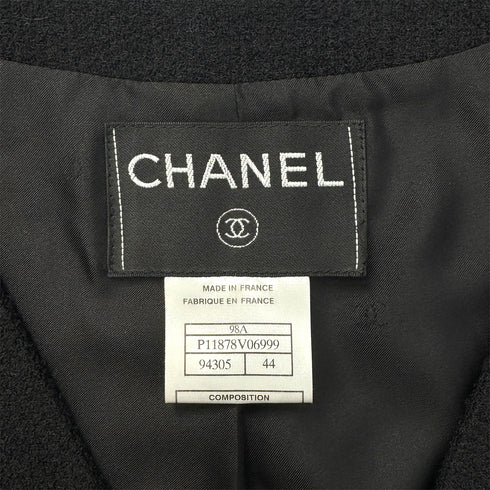 CHANEL VINTAGE COCO BUTTON JACKET BLACK WOOL 44 98A RTW 90286195 - PURPOSE