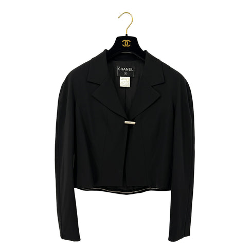 CHANEL VINTAGE JACKET PANTS SET BLACK WOOL 40 99A RTW 90286201 - PURPOSE