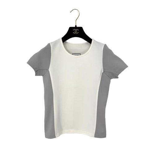 CHANEL SPORTS LINE LONG T-SHIRT WHITE GRAY COCOMARK POLYAMIDE 40 01P RTW 90286202