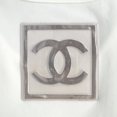 CHANEL SPORTS LINE LONG T-SHIRT WHITE GRAY COCOMARK POLYAMIDE 40 01P RTW 90286202