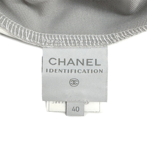 CHANEL SPORTS LINE LONG T-SHIRT WHITE GRAY COCOMARK POLYAMIDE 40 01P RTW 90286202
