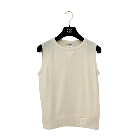 CHANEL SLEEVELESS TOPS WHITE CASHMERE 40 01A RTW 90286203