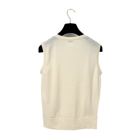 CHANEL SLEEVELESS TOPS WHITE CASHMERE 40 01A RTW 90286203