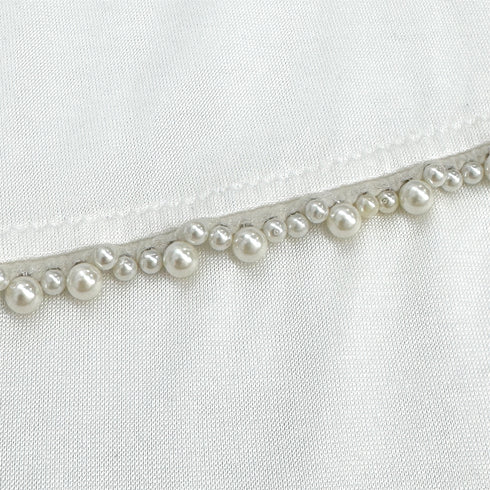 CHANEL FAUX PEARL T-SHIRT WHITE COCOMARK VISCOSE 38 P52 RTW 90286204