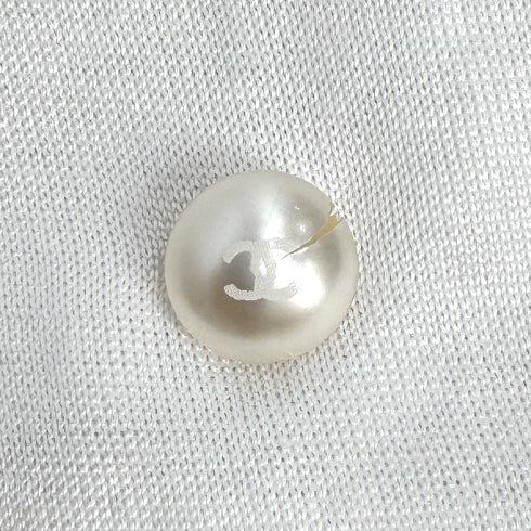 CHANEL FAUX PEARL T-SHIRT WHITE COCOMARK VISCOSE 38 P52 RTW 90286204