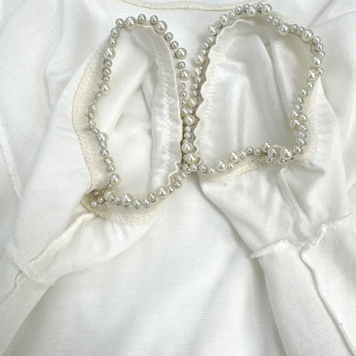 CHANEL FAUX PEARL T-SHIRT WHITE COCOMARK VISCOSE 38 P52 RTW 90286204