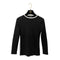CHANEL COCO MARK LONG SLEEVE T-SHIRT BLACK CASHMERE 34 P62 RTW 90286205