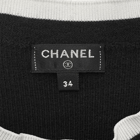 CHANEL COCO MARK LONG SLEEVE T-SHIRT BLACK CASHMERE 34 P62 RTW 90286205