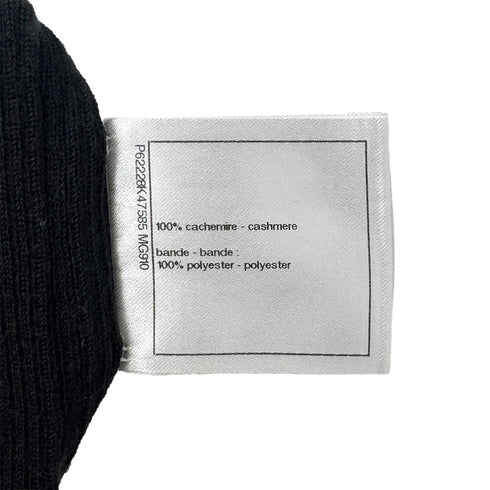 CHANEL COCO MARK LONG SLEEVE T-SHIRT BLACK CASHMERE 34 P62 RTW 90286205