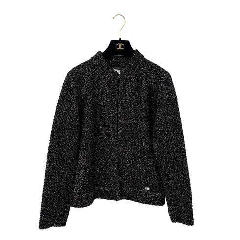 CHANEL TWEED JACKET BLACK ALPACA 42 03A RTW 90286207
