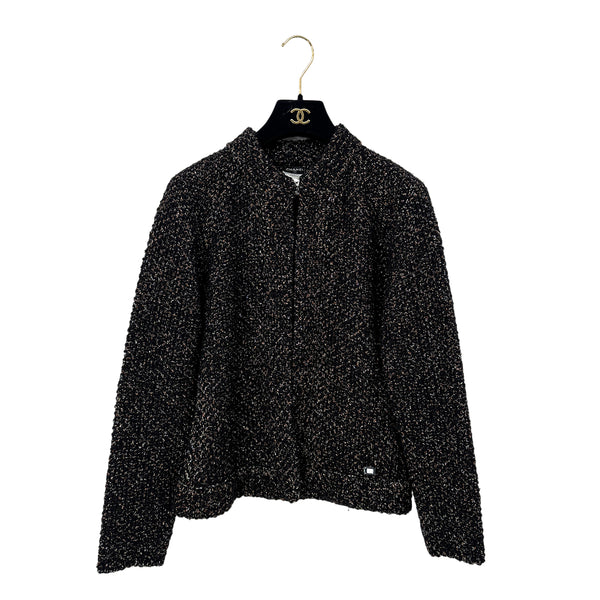 CHANEL TWEED JACKET BLACK ALPACA 42 03A RTW 90286207