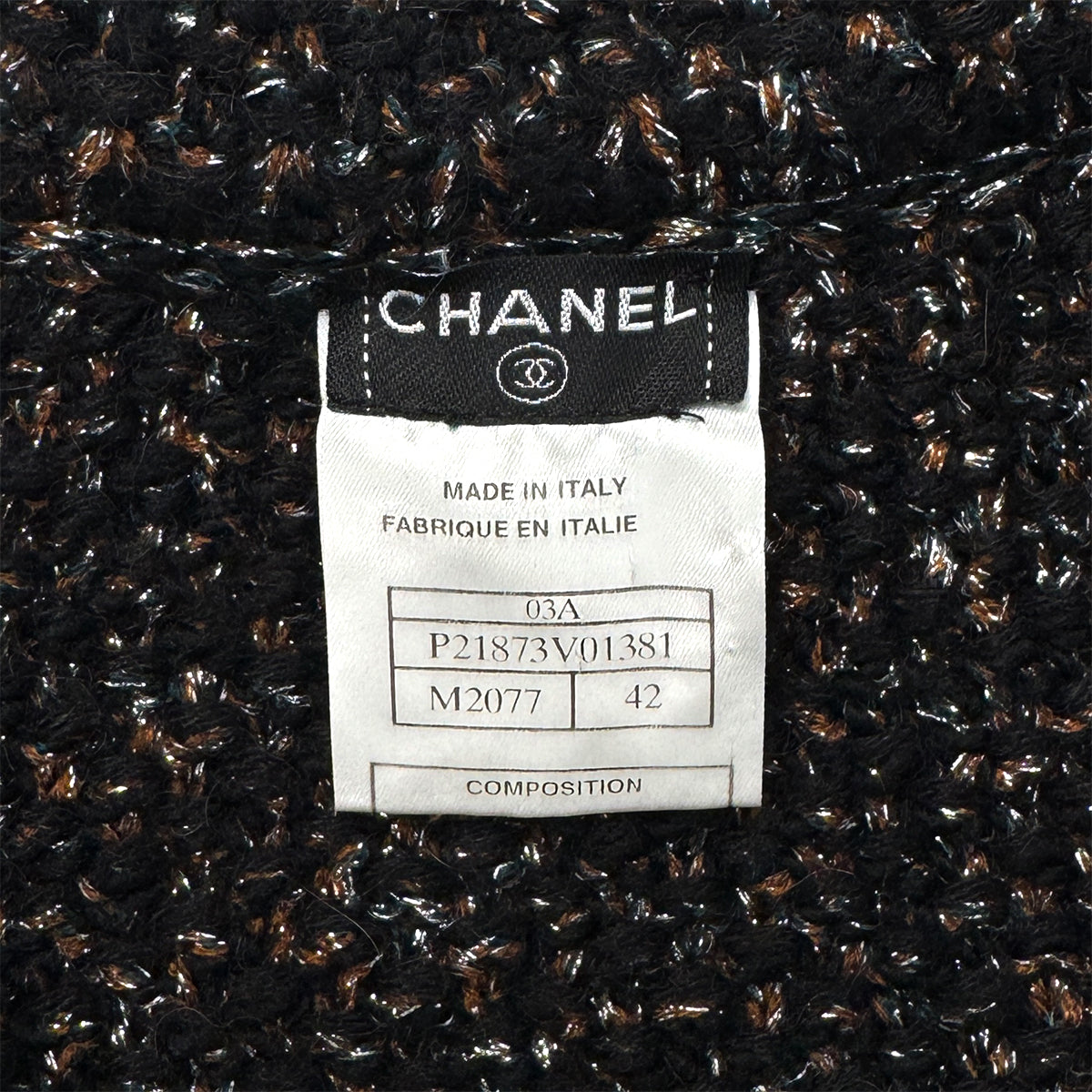 CHANEL TWEED JACKET BLACK ALPACA 42 03A RTW 90286207