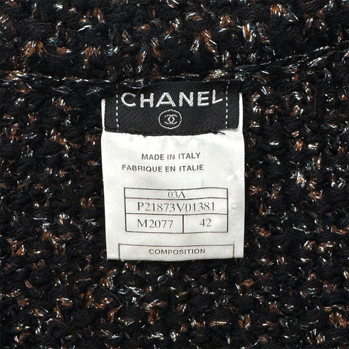 CHANEL TWEED JACKET BLACK ALPACA 42 03A RTW 90286207