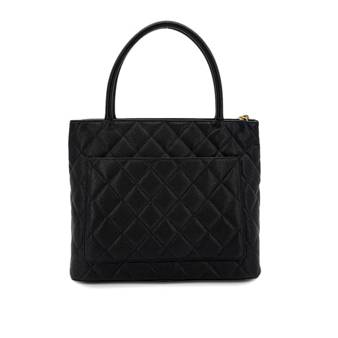 CHANEL VINTAGE MEDALLION TOTE BAG BLACK CAVIAR SKIN 90286569 - PURPOSE