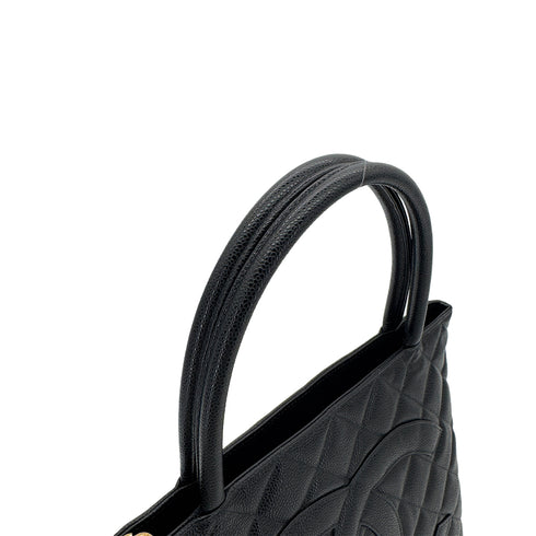 CHANEL VINTAGE MEDALLION TOTE BAG BLACK CAVIAR SKIN 90286569 - PURPOSE