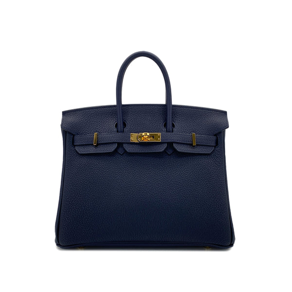 HERMES BIRKIN 25 BLEU NUIT TOGO HAND BAG Y GHW 90286570 - PURPOSE