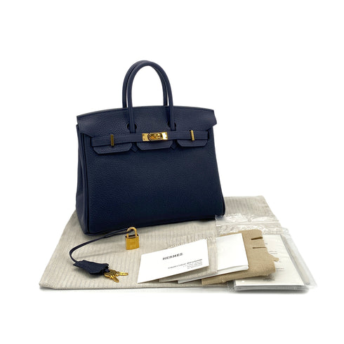 HERMES BIRKIN 25 BLEU NUIT TOGO HAND BAG Y GHW 90286570 - PURPOSE