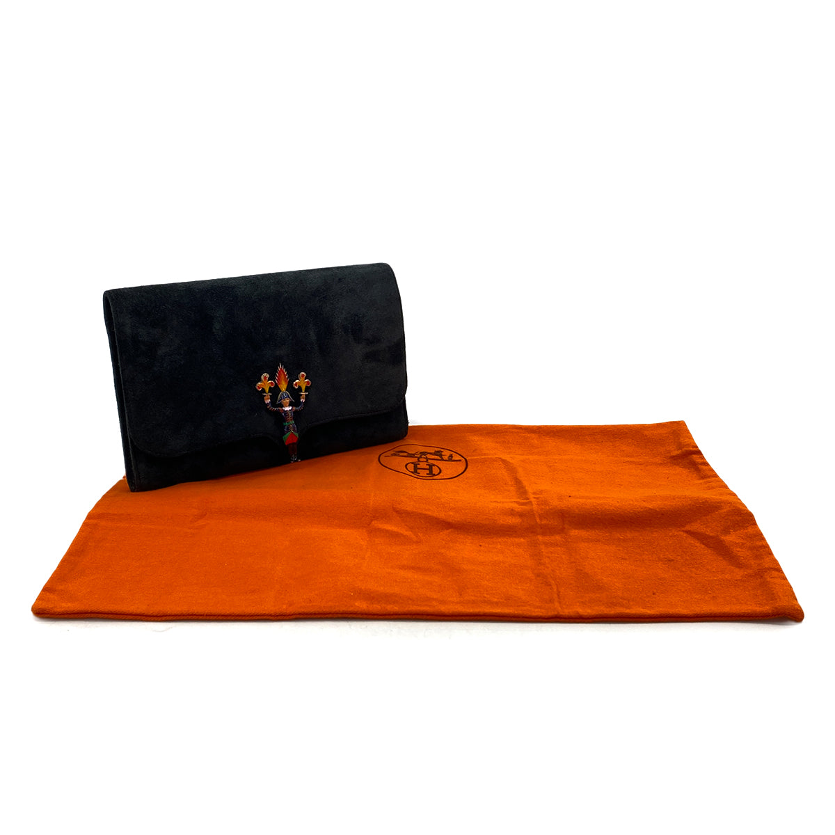 HERMES CLUTCH BAG BLACK DEBRIS 〇Q 90286572