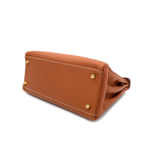 HERMES KELLY 28 RETOURNE COGNAC TAURILLON CLEMENCE HAND SHOULDER BAG □H GHW 90286577 - PURPOSE