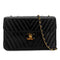 CHANEL VINTAGE CHEVRON CHAIN SHOULDER BAG BLACK LAMB SKIN 90286581 - PURPOSE