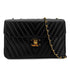 CHANEL VINTAGE CHEVRON CHAIN SHOULDER BAG BLACK LAMB SKIN 90286581 - PURPOSE