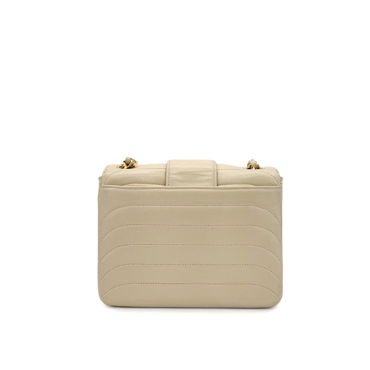 CHANEL VINTAGE SEAGULL CHAIN SHOULDER FLAP BAG BEIGE LAMB SKIN 90286582
