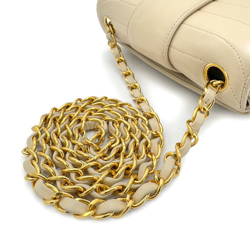 CHANEL VINTAGE SEAGULL CHAIN SHOULDER FLAP BAG BEIGE LAMB SKIN 90286582 - PURPOSE