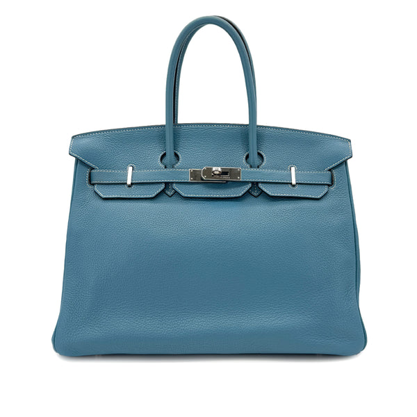 HERMES BIRKIN 35 BLUE JEAN TAURILLON CLEMENCE HAND BAG ▢L SHW 90286585 - PURPOSE