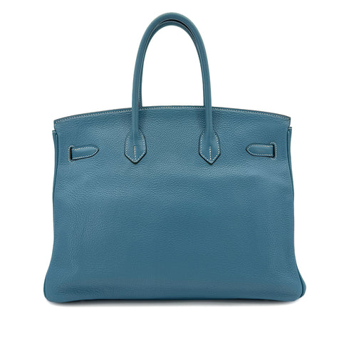 HERMES BIRKIN 35 BLUE JEAN TAURILLON CLEMENCE HAND BAG ▢L SHW 90286585