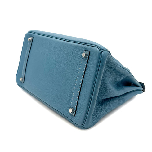 HERMES BIRKIN 35 BLUE JEAN TAURILLON CLEMENCE HAND BAG ▢L SHW 90286585