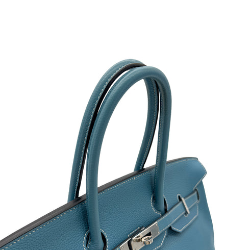 HERMES BIRKIN 35 BLUE JEAN TAURILLON CLEMENCE HAND BAG ▢L SHW 90286585