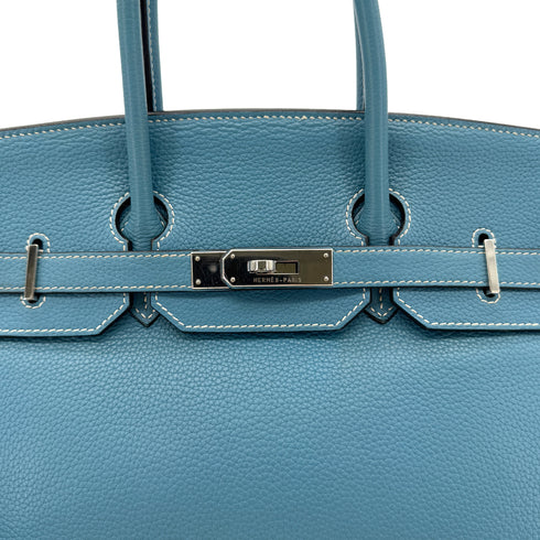HERMES BIRKIN 35 BLUE JEAN TAURILLON CLEMENCE HAND BAG ▢L SHW 90286585