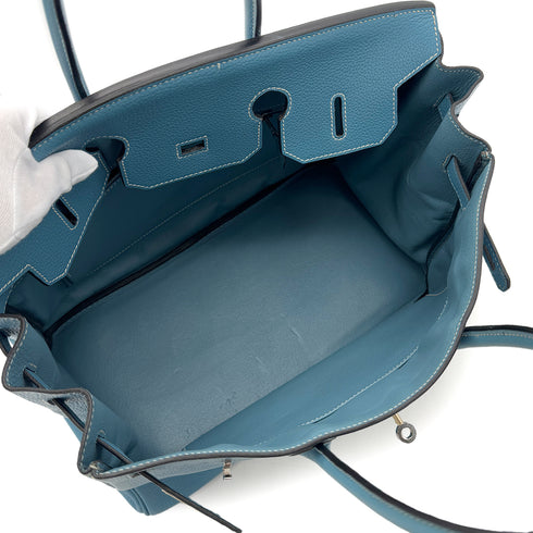 HERMES BIRKIN 35 BLUE JEAN TAURILLON CLEMENCE HAND BAG ▢L SHW 90286585