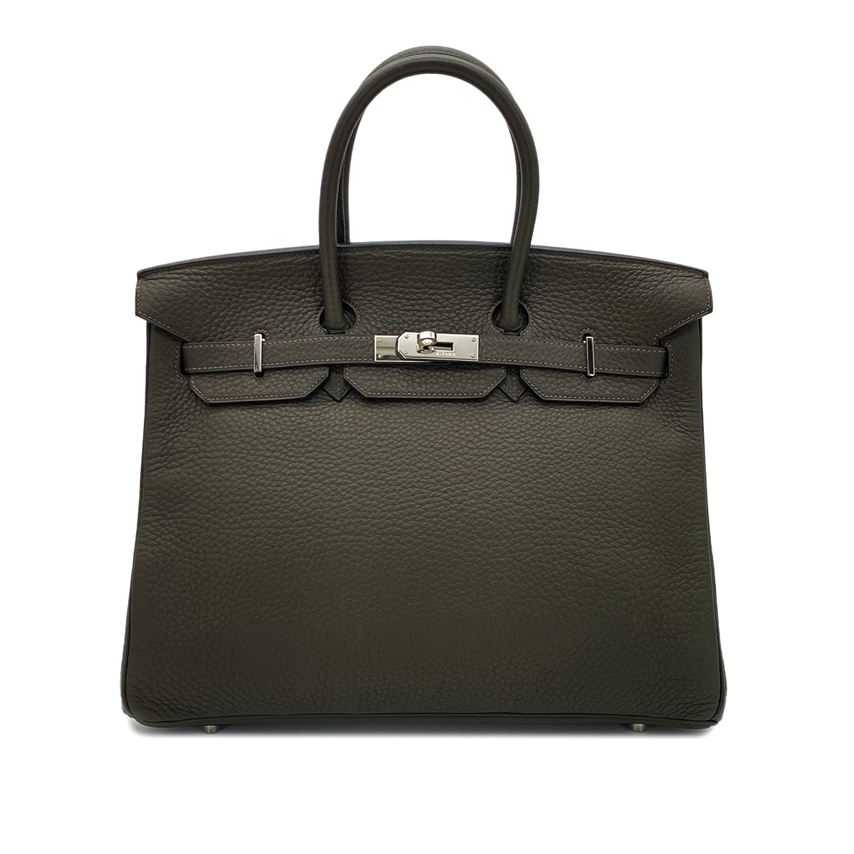 HERMES BIRKIN 35 VERT OLIVE TAURILLON CLEMENCE HAND BAG ▢F SHW 90286598