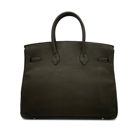 HERMES BIRKIN 35 VERT OLIVE TAURILLON CLEMENCE HAND BAG ▢F SHW 90286598 - PURPOSE