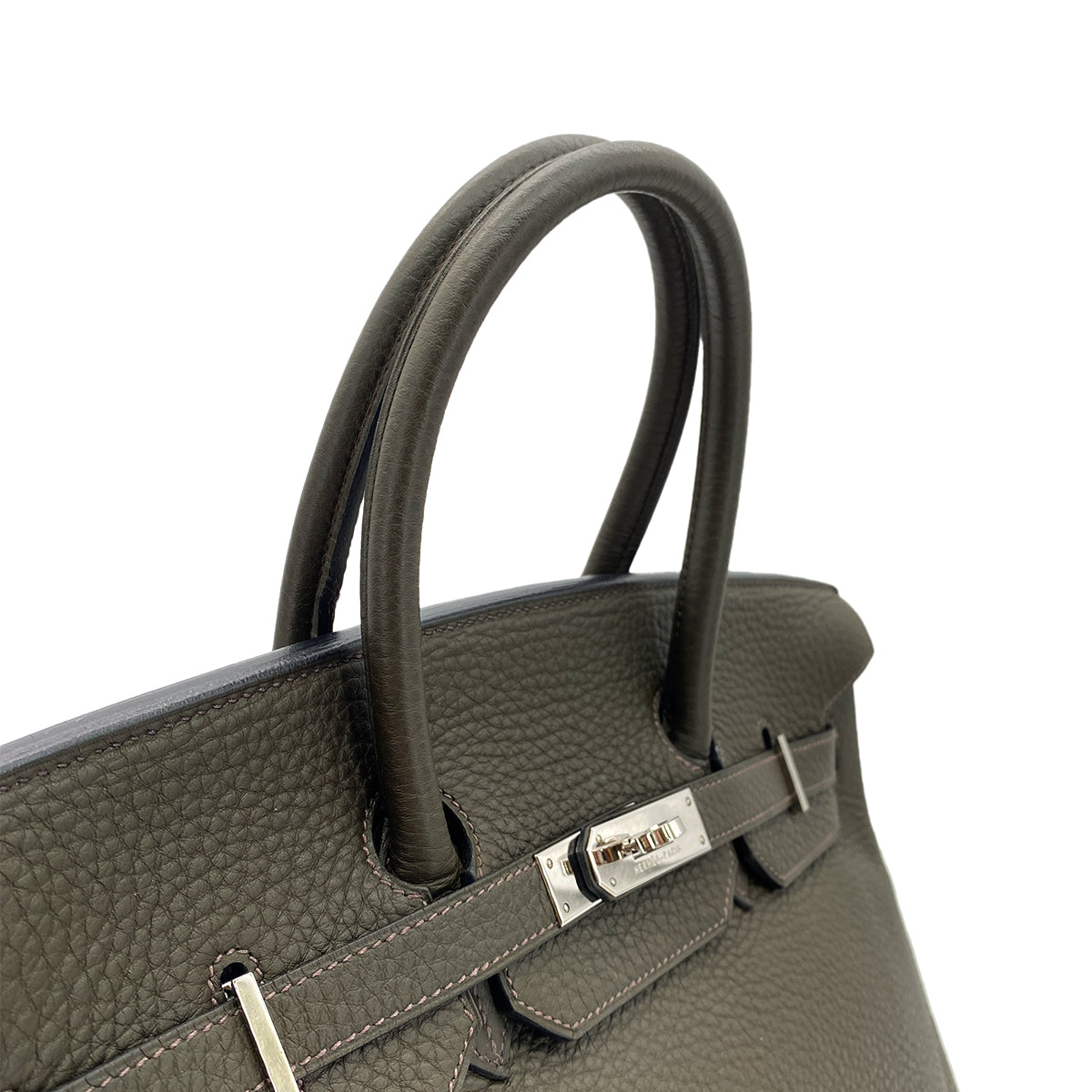 HERMES BIRKIN 35 VERT OLIVE TAURILLON CLEMENCE HAND BAG ▢F SHW 90286598