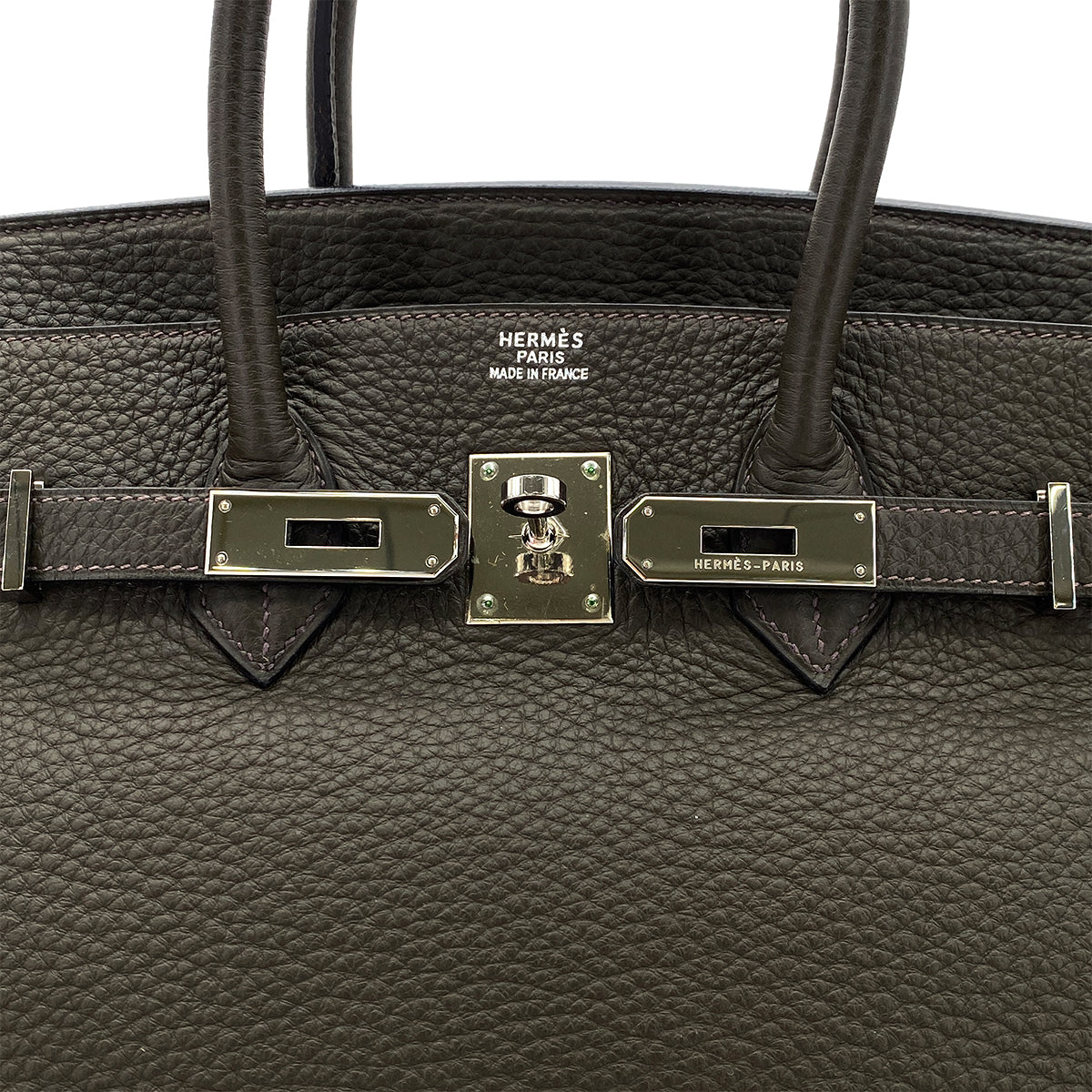 HERMES BIRKIN 35 VERT OLIVE TAURILLON CLEMENCE HAND BAG ▢F SHW 90286598