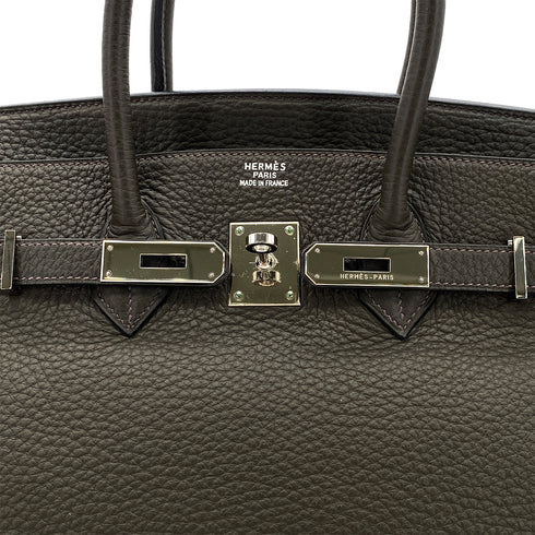 HERMES BIRKIN 35 VERT OLIVE TAURILLON CLEMENCE HAND BAG ▢F SHW 90286598 - PURPOSE