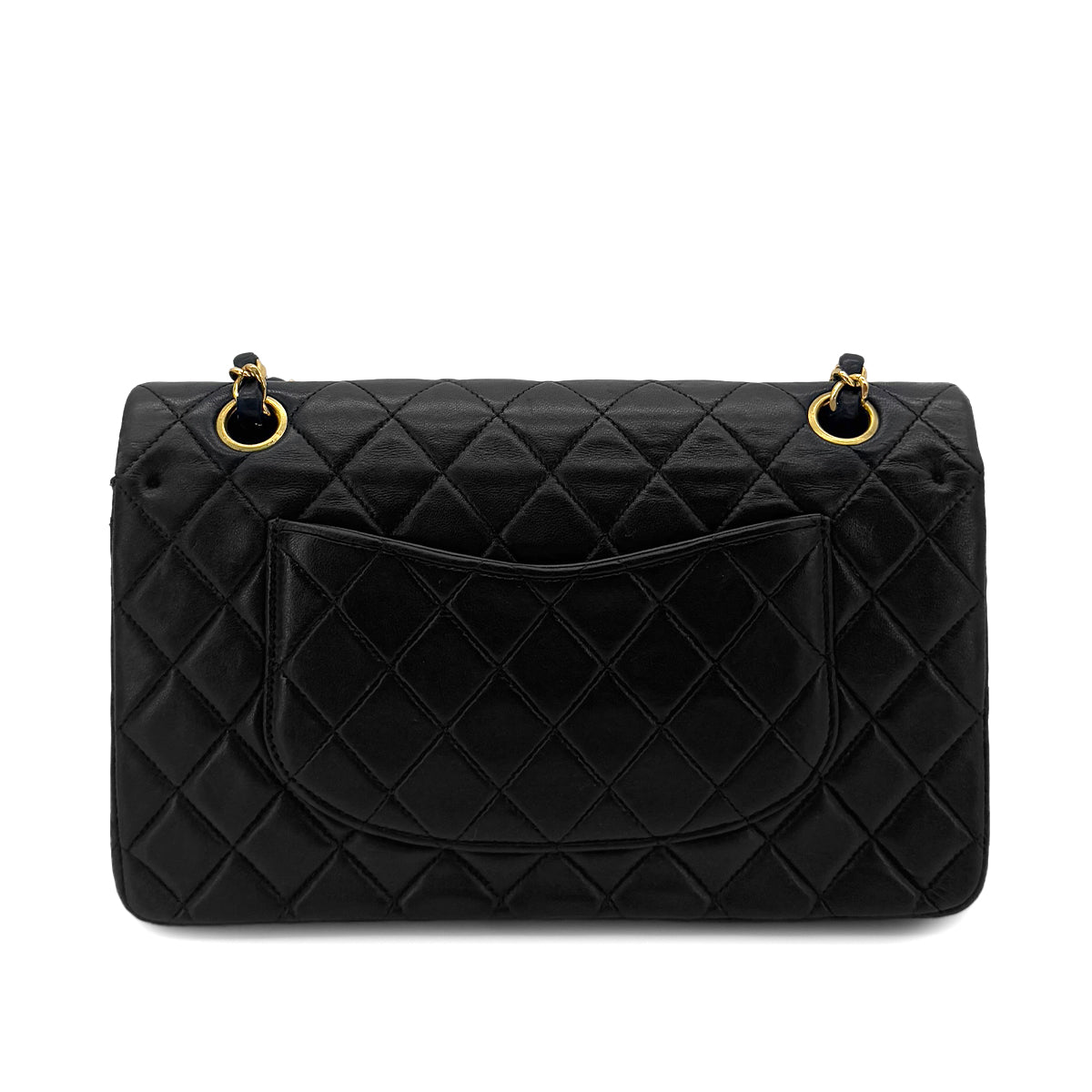 CHANEL VINTAGE CLASSIC FLAP MEDIUM CHAIN SHOULDER BAG BLACK LAMB SKIN 90286601